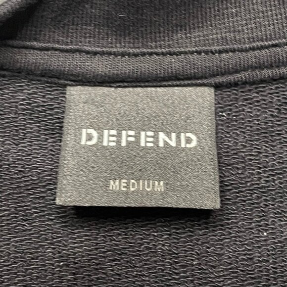 Defend Paris Mens Fleece Sweatshirt Black Crew Neck Long Sleeve Streetwear M - Picture 2 of 10